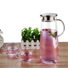 Insulated Glass Carafe, Glass Water Jug, Glass Pitcher with stainless steel cap.